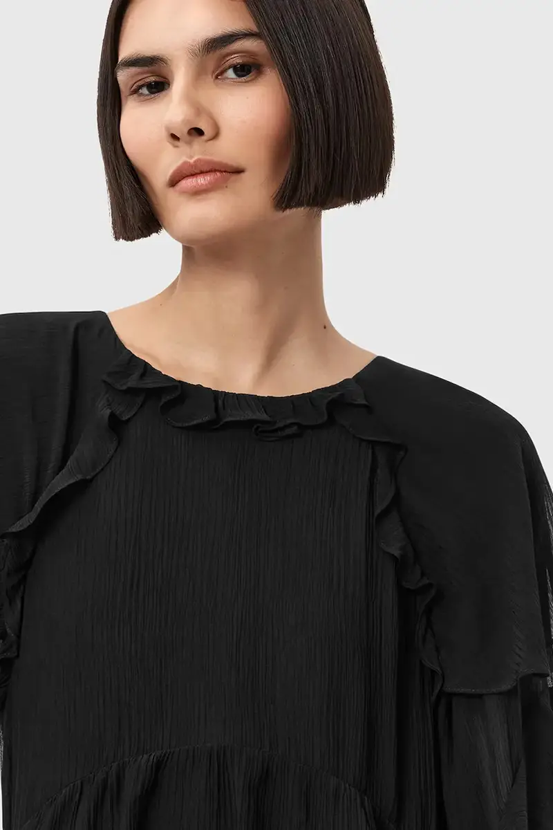 vestito con seta LISSIE colore nero W100DD miniatura 3