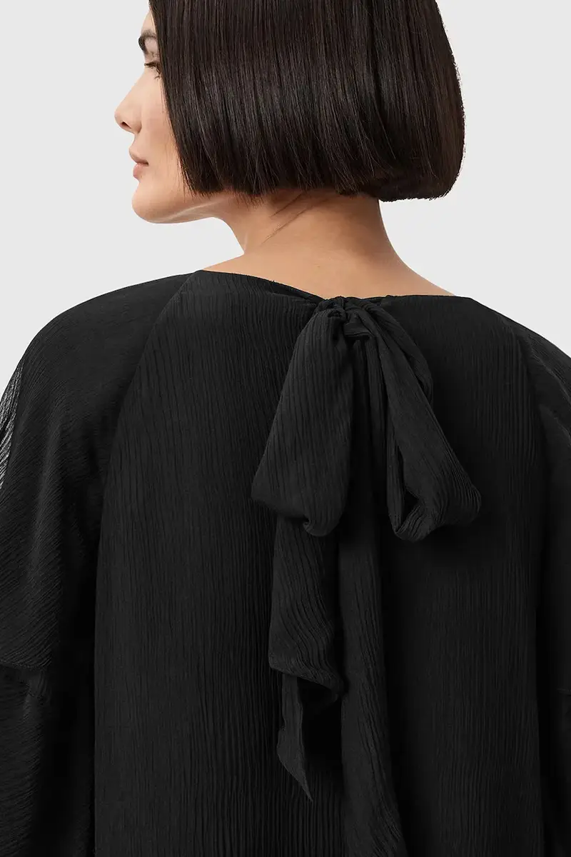 vestito con seta LISSIE colore nero W100DD miniatura 4