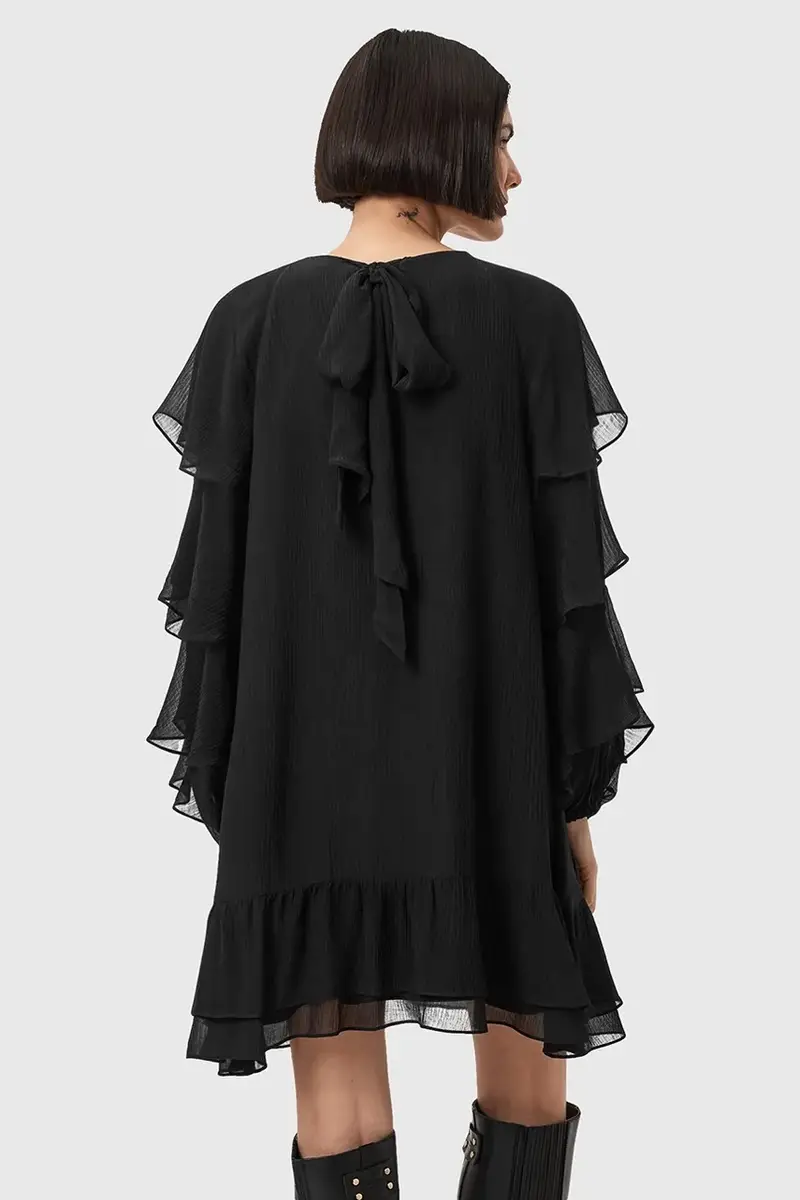 vestito con seta LISSIE colore nero W100DD miniatura 5