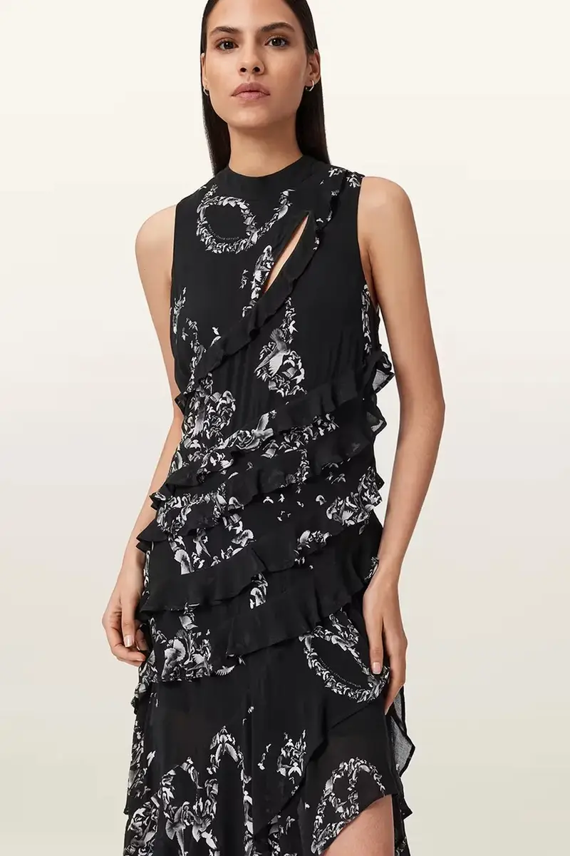 vestito di viscosa CADY colore nero W004DD miniatura 2