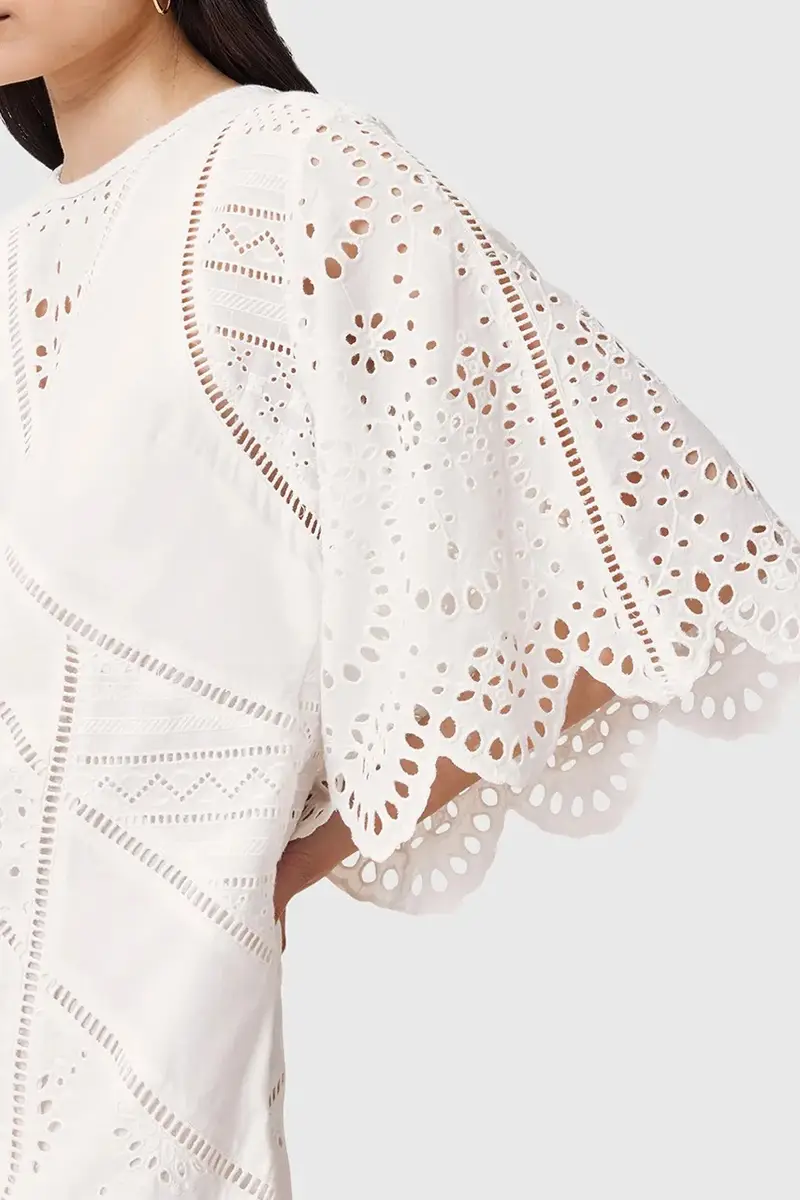 vestito in cotone LUCI colore bianco W138DC miniatura 2