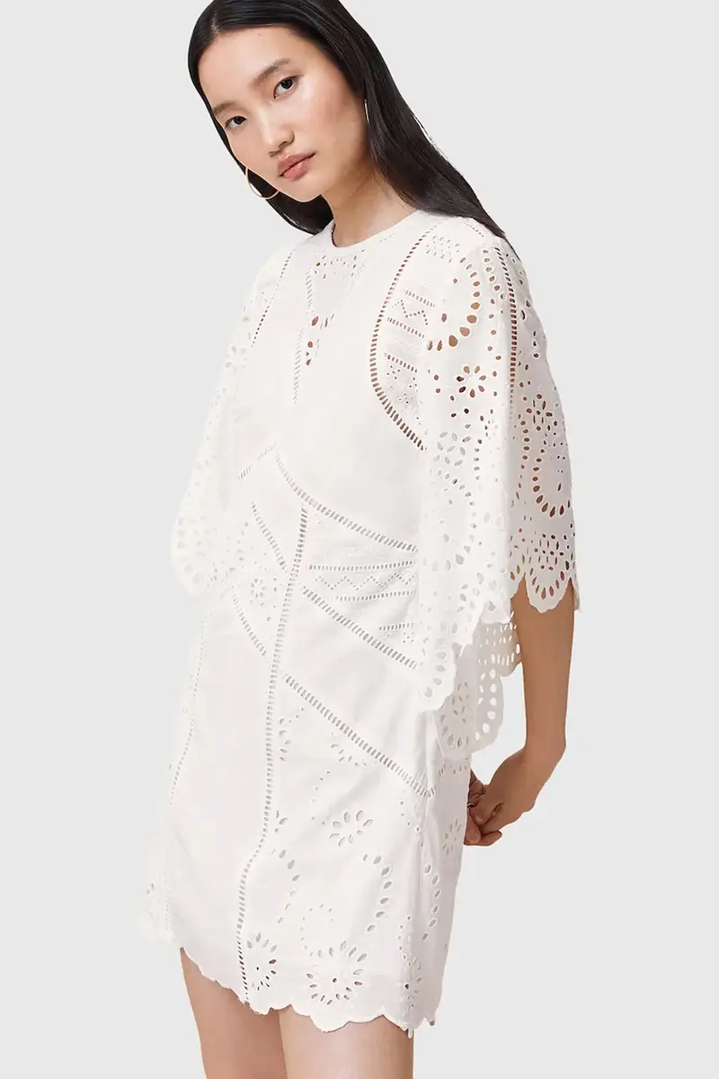 vestito in cotone LUCI colore bianco W138DC miniatura 3