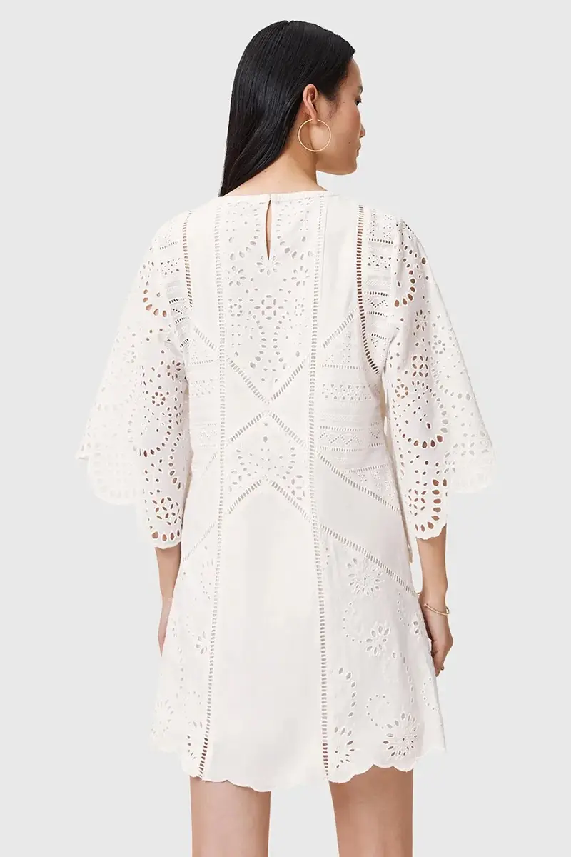 vestito in cotone LUCI colore bianco W138DC miniatura 4