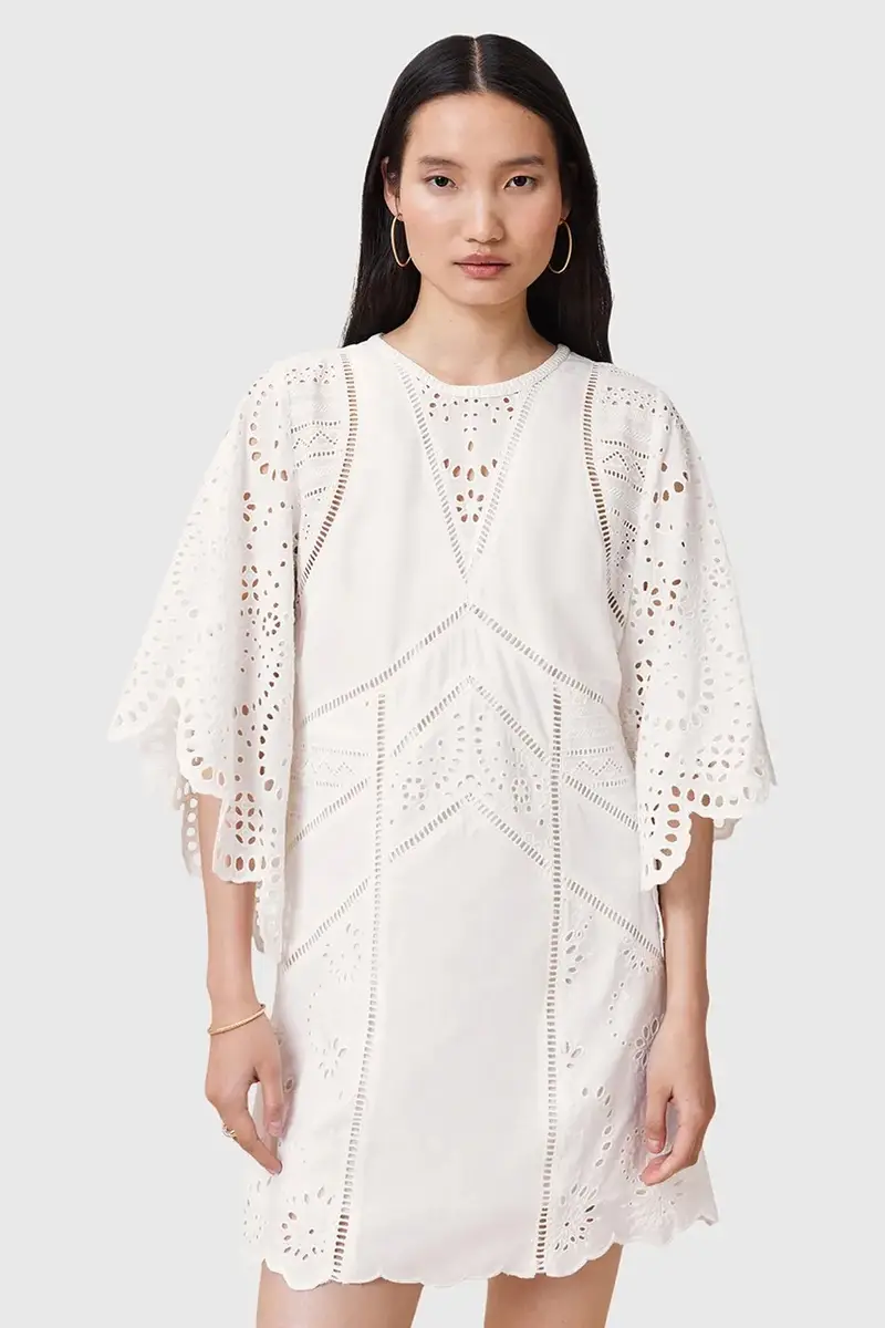 vestito in cotone LUCI colore bianco W138DC miniatura 5