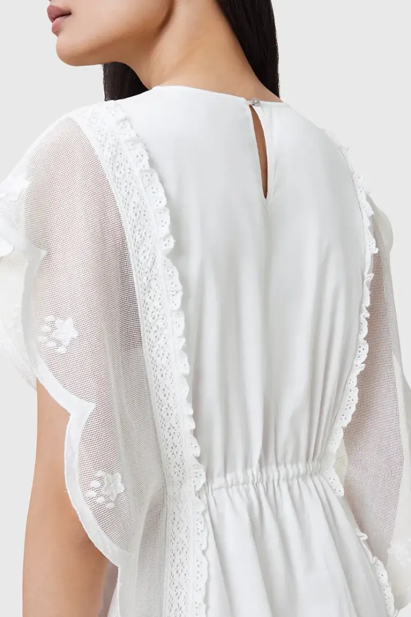 vestito in cotone OLA colore bianco W197DC miniatura 3