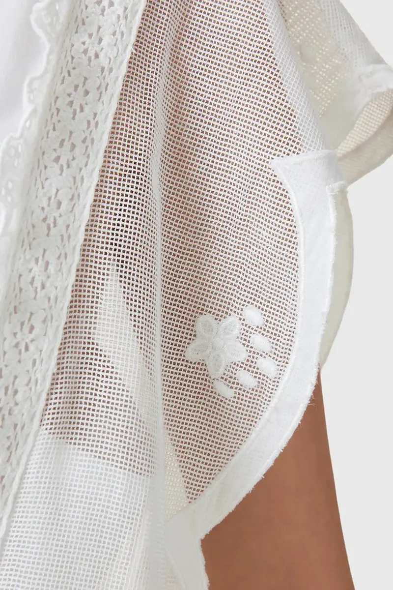 vestito in cotone OLA colore bianco W197DC miniatura 4