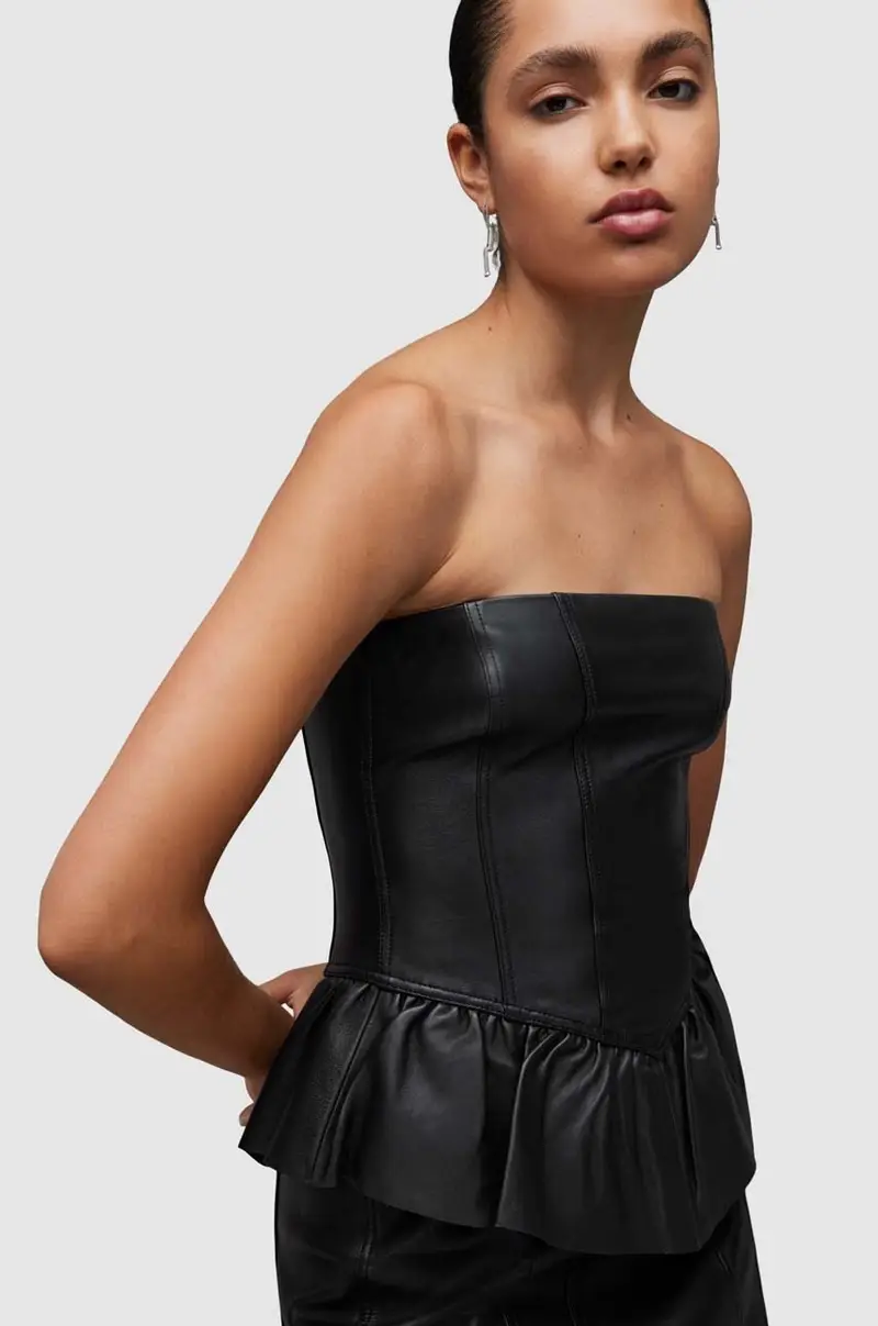 vestito in pelle WL068Z CASSIE LEA RUFFLE DR Nero miniatura 2