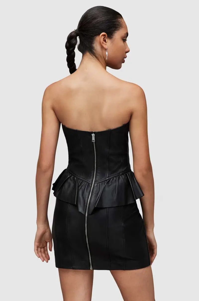 vestito in pelle WL068Z CASSIE LEA RUFFLE DR Nero miniatura 3