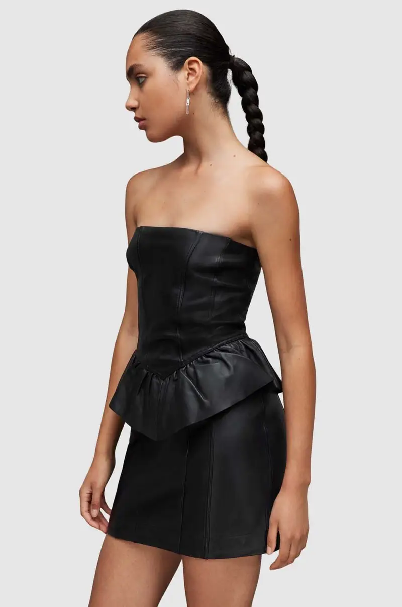 vestito in pelle WL068Z CASSIE LEA RUFFLE DR Nero miniatura 4