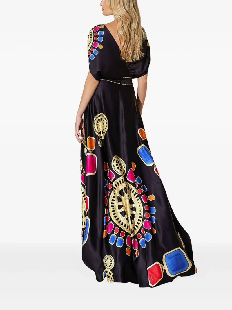 Blusa nera con fantasia Multicolor miniatura 2