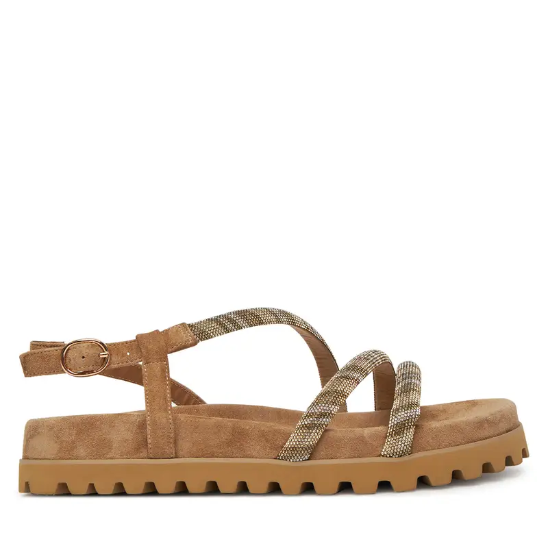 Alma En Pena Sandali beige con dettagli in tessuto
