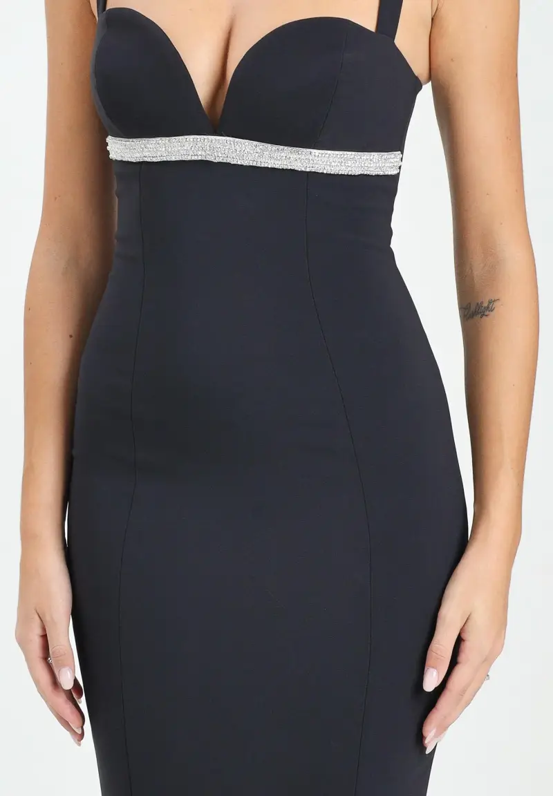 Abito lungo Accadio nero da donna miniatura 3