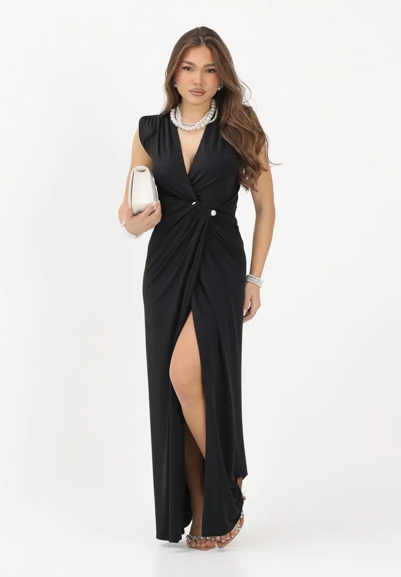 Abito lungo Alleya nero da donna miniatura 2