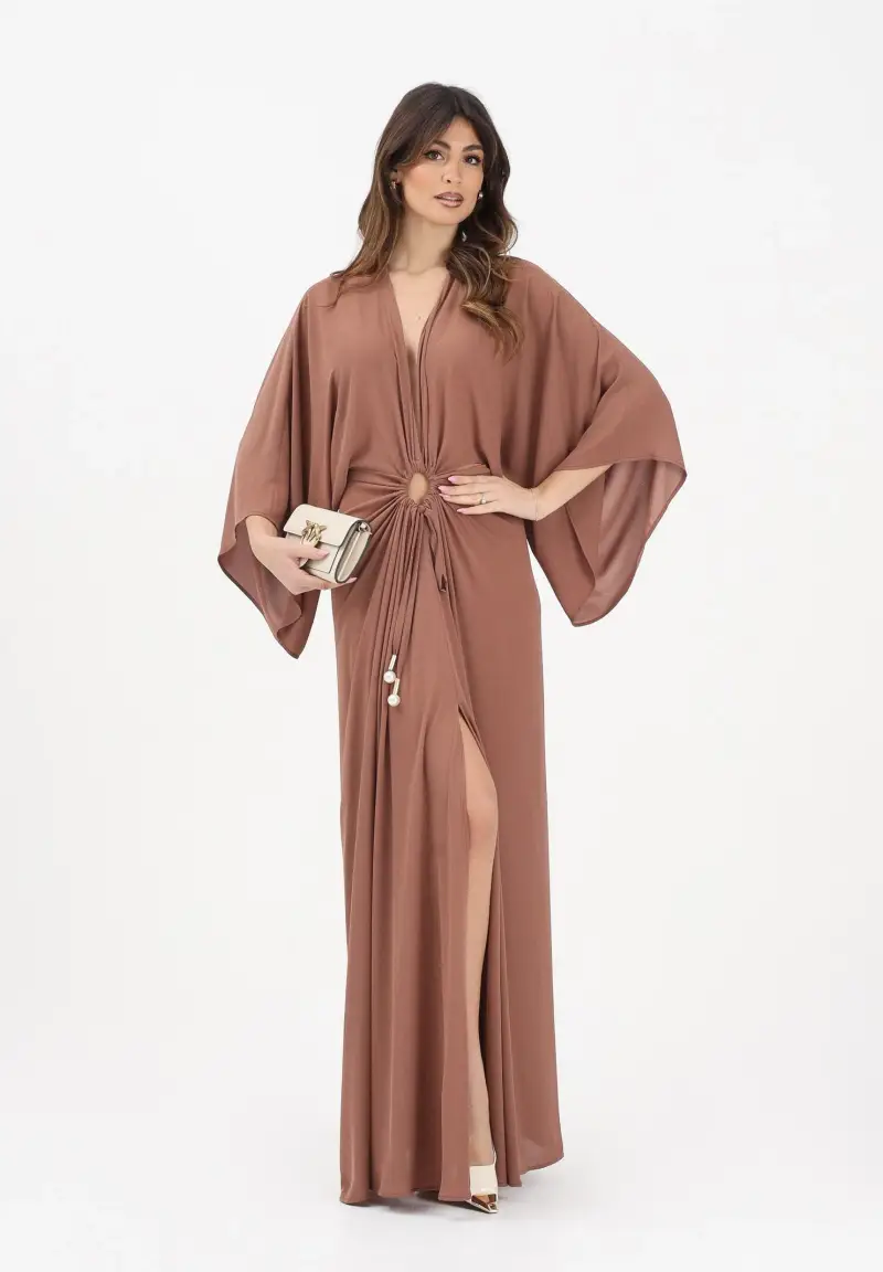 Abito lungo Wiki caramello da donna miniatura 2