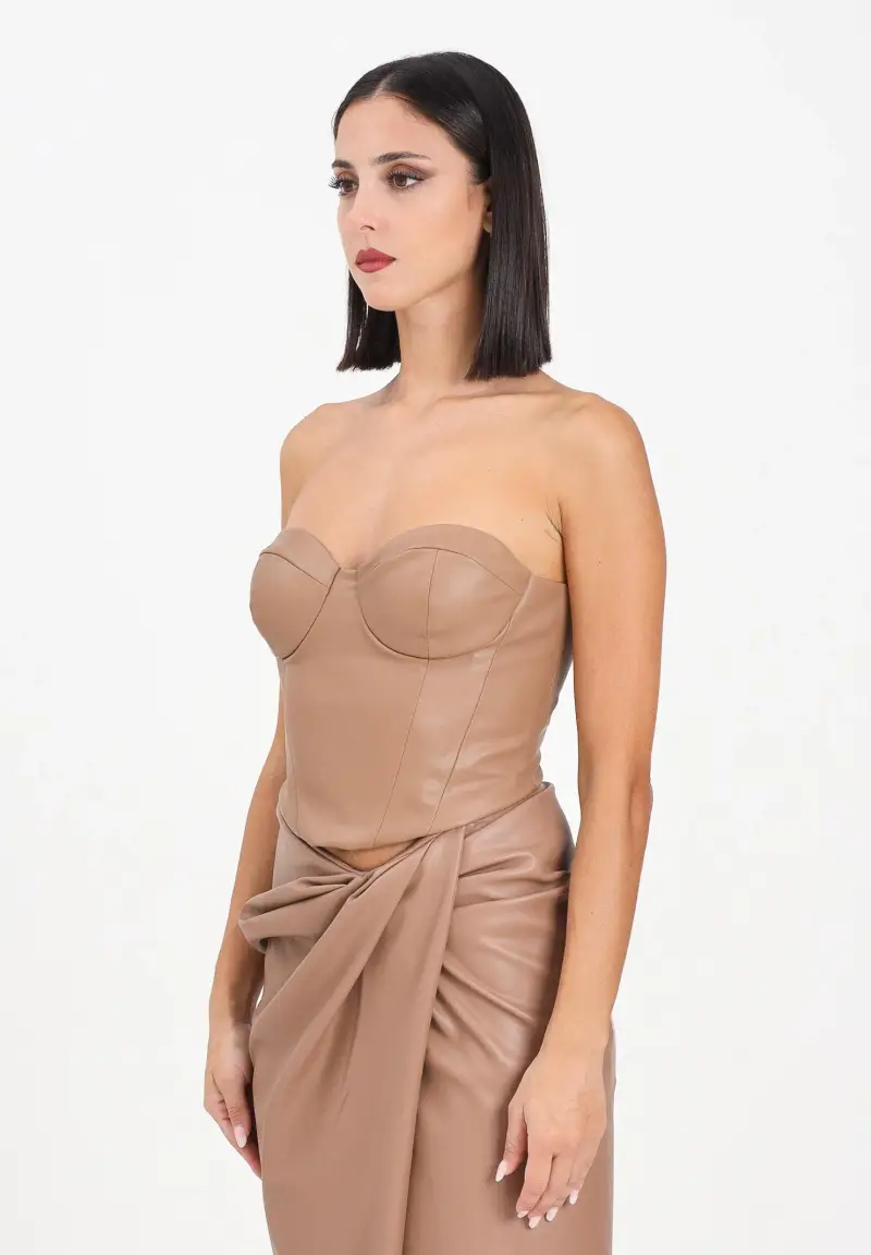 Corpetto Tabi in eco-pelle beige da donna