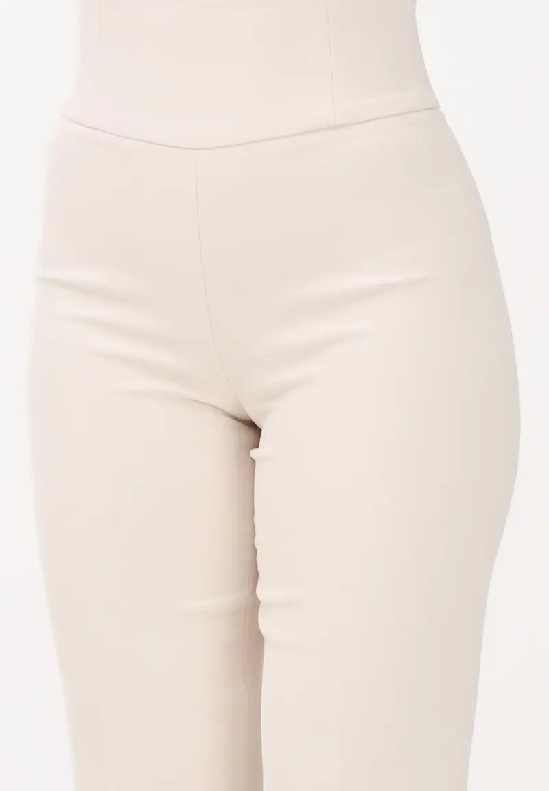 Pantalone elegante Maxil panna da donna miniatura 3