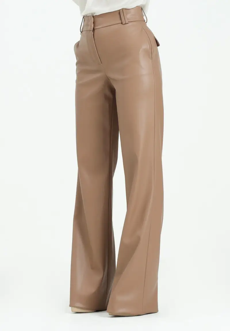 Pantalone Pozio in ecopelle cammello da donna