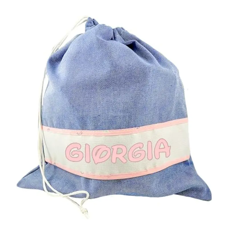 ALMATEX SRL ASILO PERSONALIZZATO CON NOME sacchetto cm.31x36 con fascia PERSONALIZZATI Cotone 100% Made in Italy - CONSEGNA TEMPESTIVA