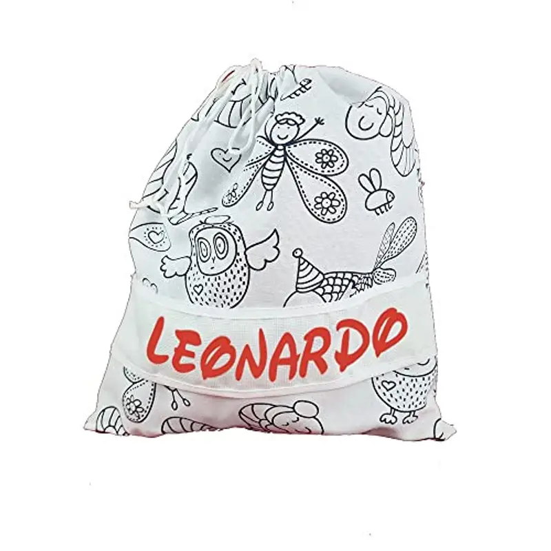 ALMATEX SRL ASILO PERSONALIZZATO CON NOME sacchetto cm.31x36 con fascia PERSONALIZZATI Cotone 100% Made in Italy - CONSEGNA TEMPESTIVA (FANTASY)