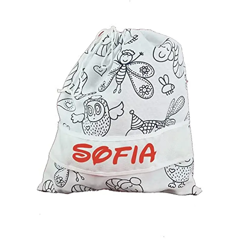 ALMATEX SRL ASILO PERSONALIZZATO CON NOME sacchetto cm.31x36 con fascia PERSONALIZZATI Cotone 100% Made in Italy - CONSEGNA TEMPESTIVA (FANTASY) miniatura 3