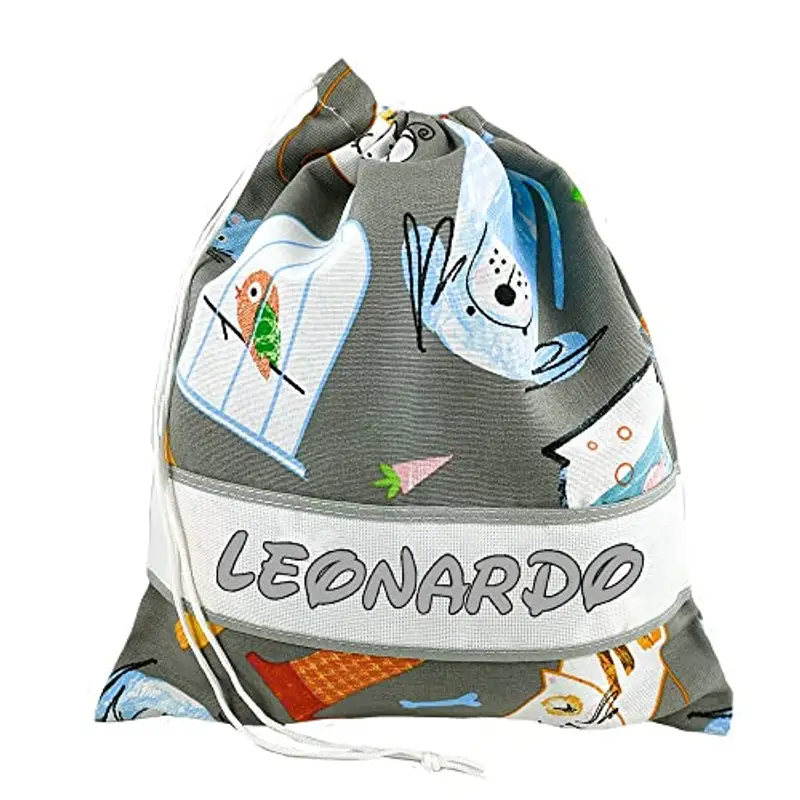 ALMATEX SRL ASILO PERSONALIZZATO CON NOME sacchetto cm.31x36 con fascia PERSONALIZZATI Cotone 100% Made in Italy - CONSEGNA TEMPESTIVA (MISHI GRIGIO) miniatura 2