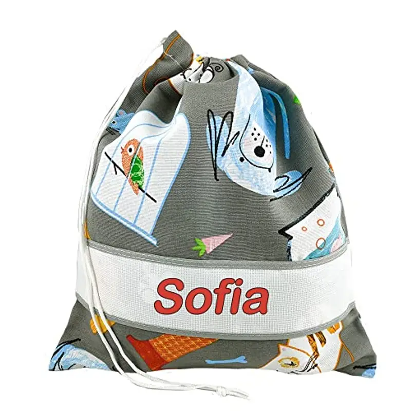 ALMATEX SRL ASILO PERSONALIZZATO CON NOME sacchetto cm.31x36 con fascia PERSONALIZZATI Cotone 100% Made in Italy - CONSEGNA TEMPESTIVA (MISHI GRIGIO) miniatura 3