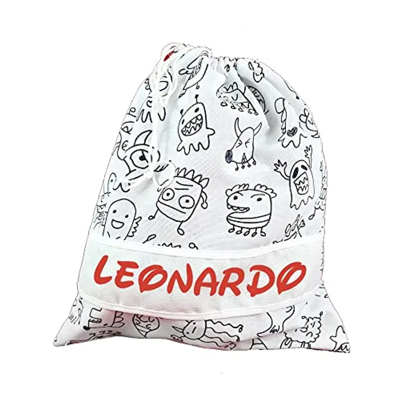 ALMATEX SRL ASILO PERSONALIZZATO CON NOME sacchetto cm.31x36 con fascia PERSONALIZZATI Cotone 100% Made in Italy - CONSEGNA TEMPESTIVA (MOSTRI)