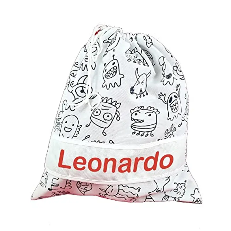 ALMATEX SRL ASILO PERSONALIZZATO CON NOME sacchetto cm.31x36 con fascia PERSONALIZZATI Cotone 100% Made in Italy - CONSEGNA TEMPESTIVA (MOSTRI) miniatura 2