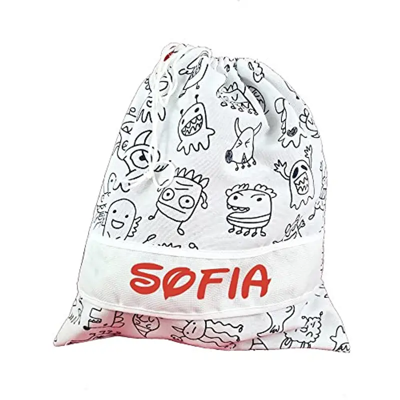 ALMATEX SRL ASILO PERSONALIZZATO CON NOME sacchetto cm.31x36 con fascia PERSONALIZZATI Cotone 100% Made in Italy - CONSEGNA TEMPESTIVA (MOSTRI) miniatura 3