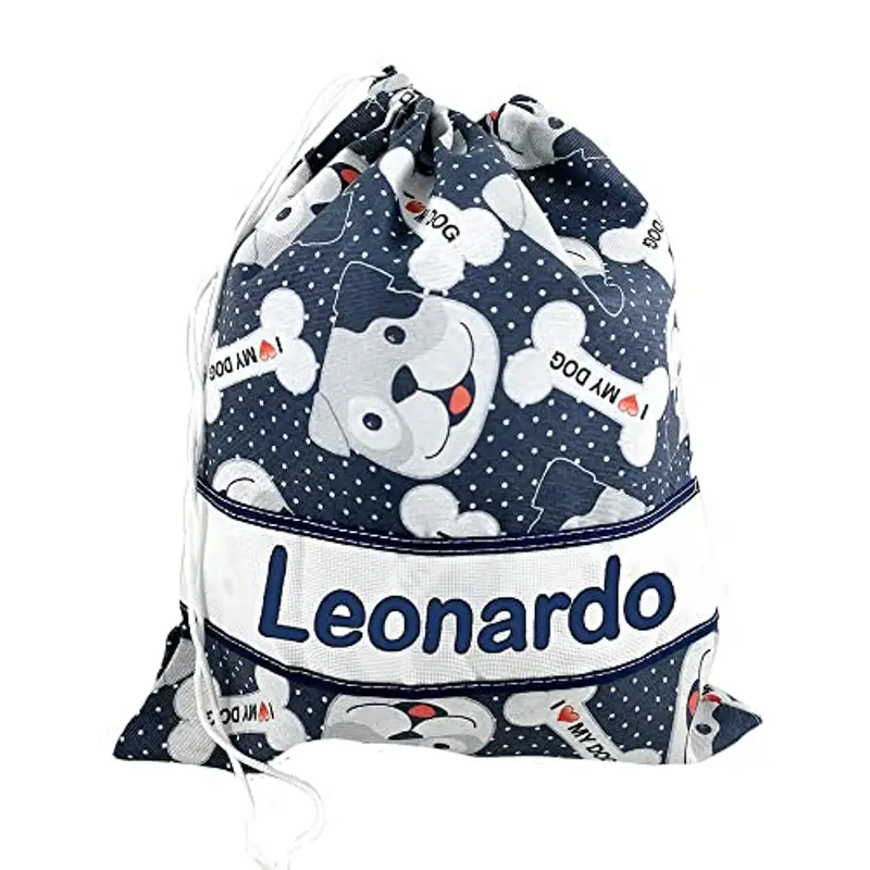 ALMATEX SRL ASILO PERSONALIZZATO CON NOME sacchetto cm.31x36 con fascia PERSONALIZZATI Cotone 100% Made in Italy - CONSEGNA TEMPESTIVA (RUFY BLU)