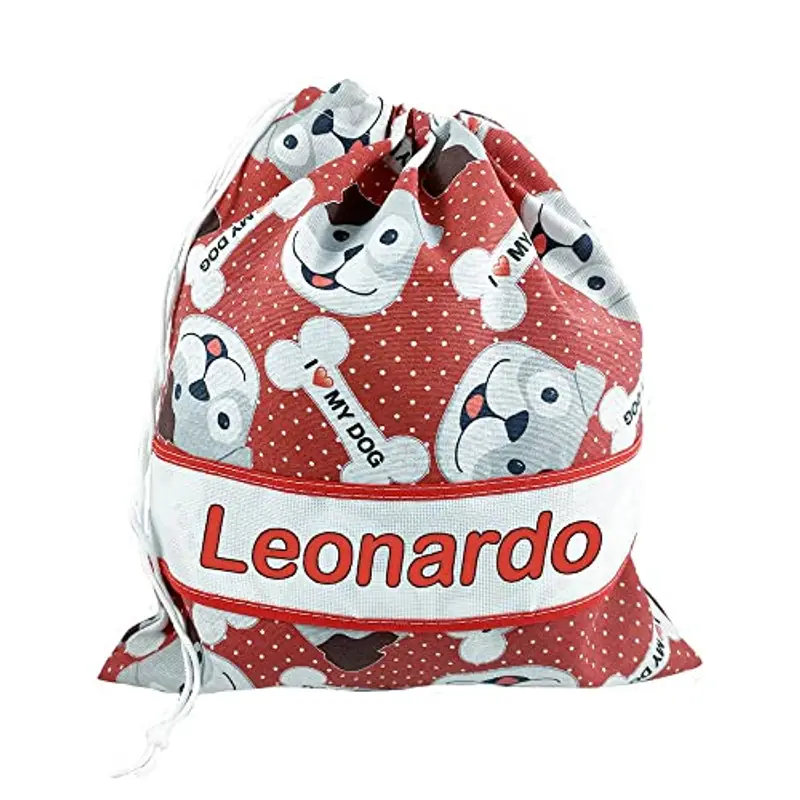 ALMATEX SRL ASILO PERSONALIZZATO CON NOME sacchetto cm.31x36 con fascia PERSONALIZZATI Cotone 100% Made in Italy - CONSEGNA TEMPESTIVA (RUFY ROSSO)