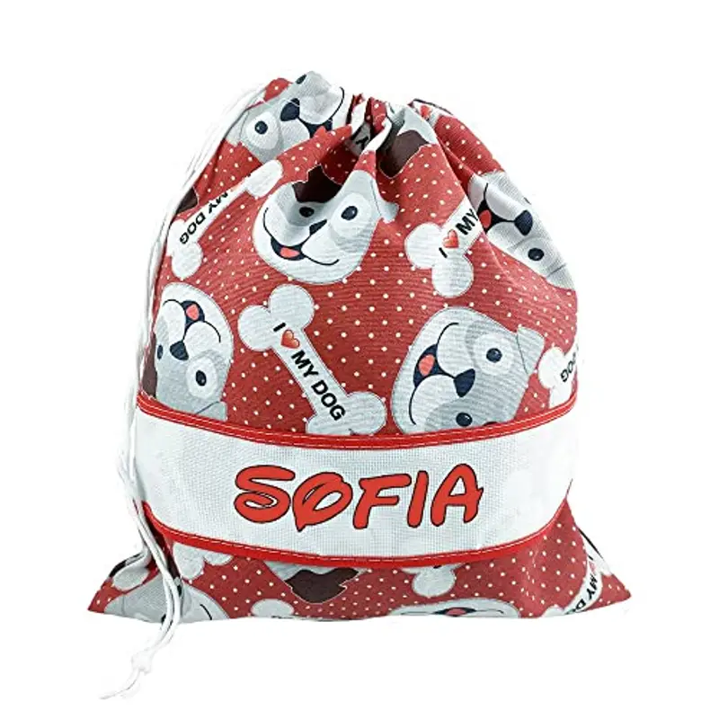 ALMATEX SRL ASILO PERSONALIZZATO CON NOME sacchetto cm.31x36 con fascia PERSONALIZZATI Cotone 100% Made in Italy - CONSEGNA TEMPESTIVA (RUFY ROSSO) miniatura 2