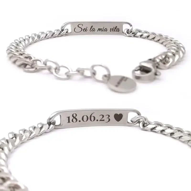 ALMENDRA Bracciale con foto occhi fidanzati con fotografia personalizzata da uomo incisa braccialetto incisione nome frase inciso scritta regalo miniatura 3