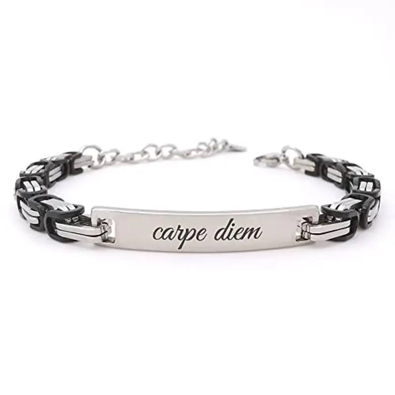 ALMENDRA Bracciale da uomo personalizzato in acciaio con incisione personalizzabile braccialetto regalo ragazzo nome