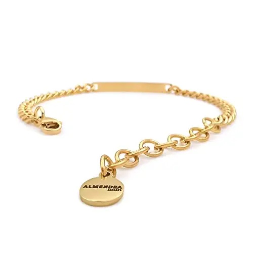 ALMENDRA Bracciale da uomo personalizzato in acciaio con incisione personalizzabile braccialetto regalo ragazzo nome miniatura 3