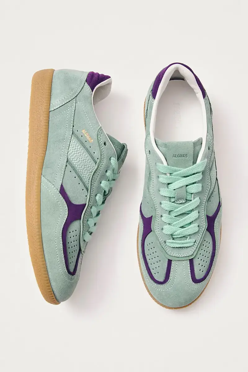 sneakers in camoscio Tb.490 colore turchese S100471-07 miniatura 3