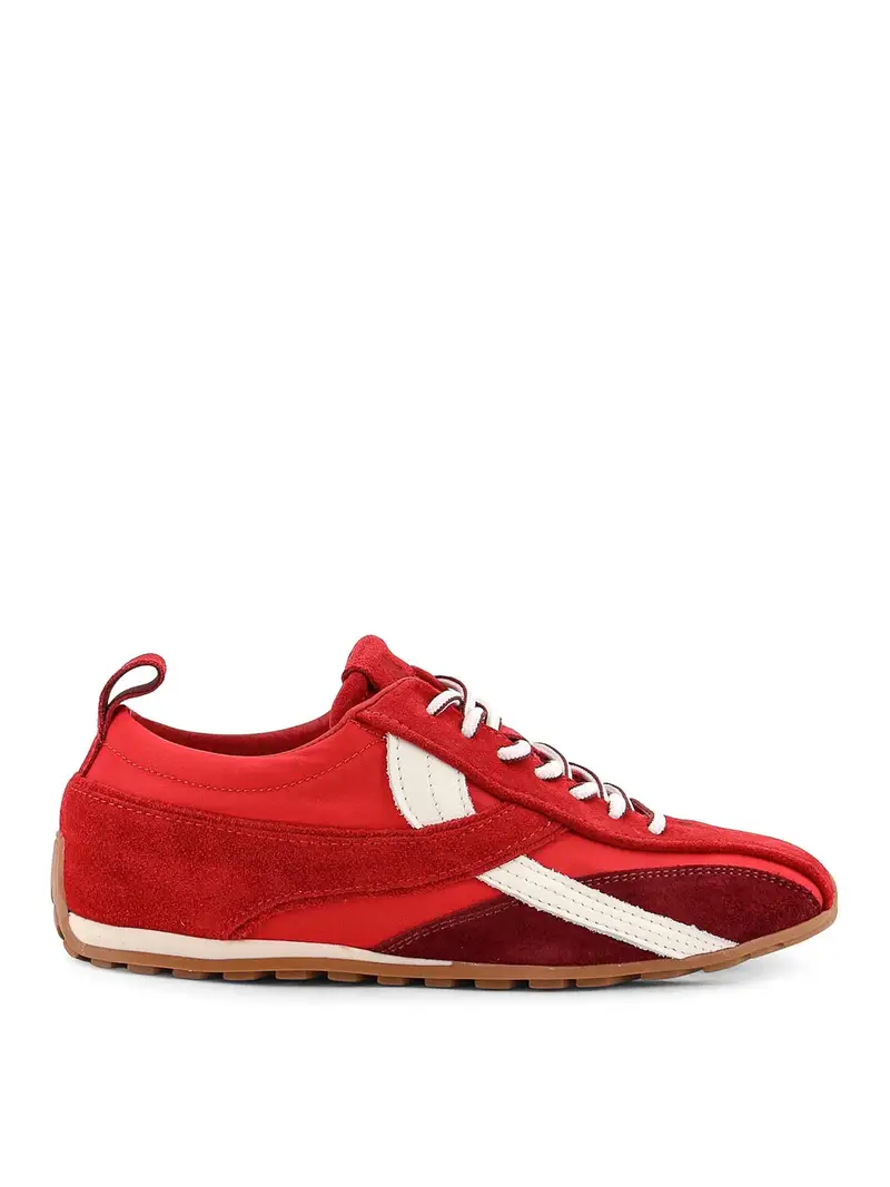 Sneakers In Nylon E Suede Rosso
