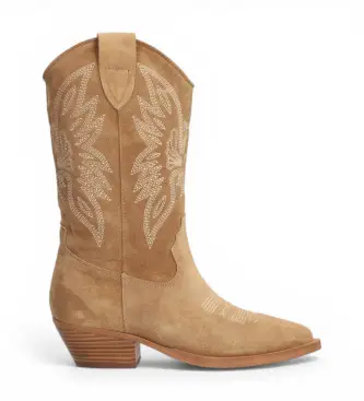 per donna 500111 Stivali western in pelle marrone (37), 3 a 5cm, Nessuno, Casual Cammello