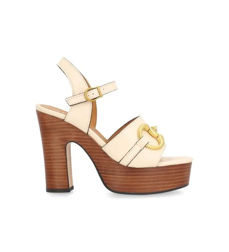 per donna 511714 Sandali Venus in pelle bianco sporco (41), più di 10cm, Fibbia, Casual