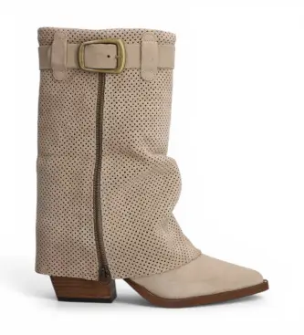 per donna 527611 Stivali in pelle beige Dua (37), 3 a 5cm, Cerniera, Casual Bronzo