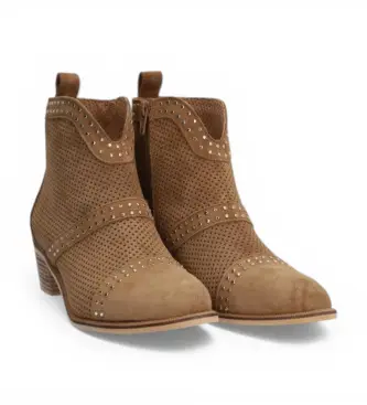 per donna 543111 Stivaletti Nelly in pelle marrone (36), 3 a 5cm, Cerniera, Casual Cammello