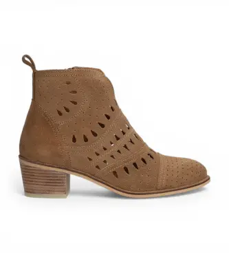 per donna 543311 Stivaletti Nelly in pelle marrone (36), 3 a 5cm, Cerniera, Casual Cammello