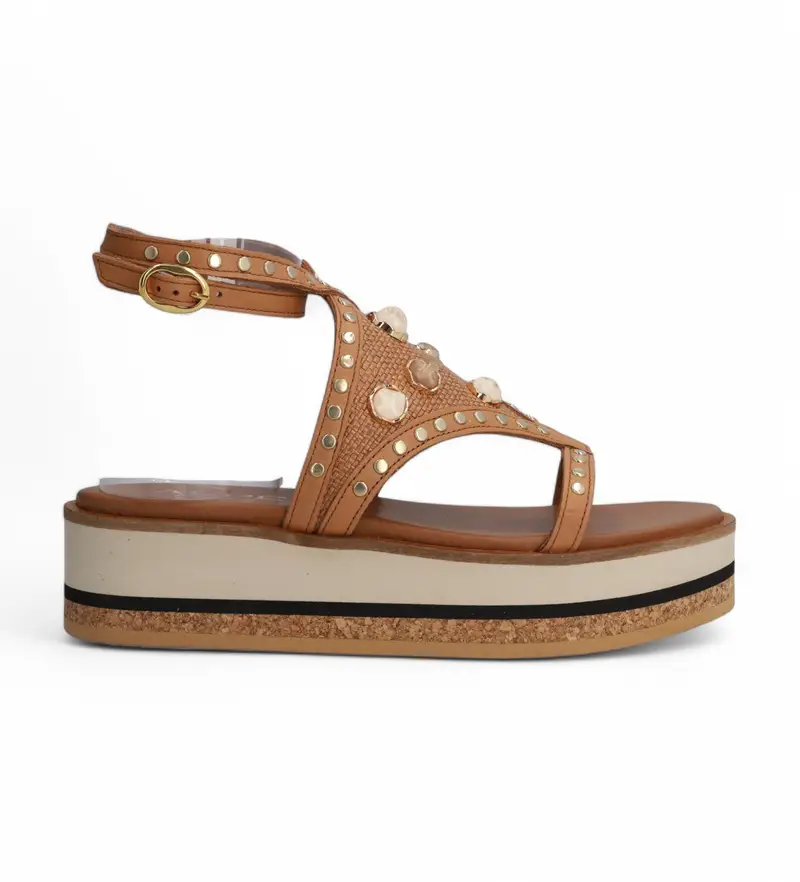 per donna 549514 Sandali in pelle marrone Kenya (36), 3 a 5cm, Fibbia, Casual