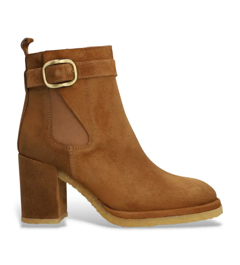 per donna 551611 Stivaletti in pelle marrone Montana (35), 5 a 8cm, Camoscio, Cerniera, Casual