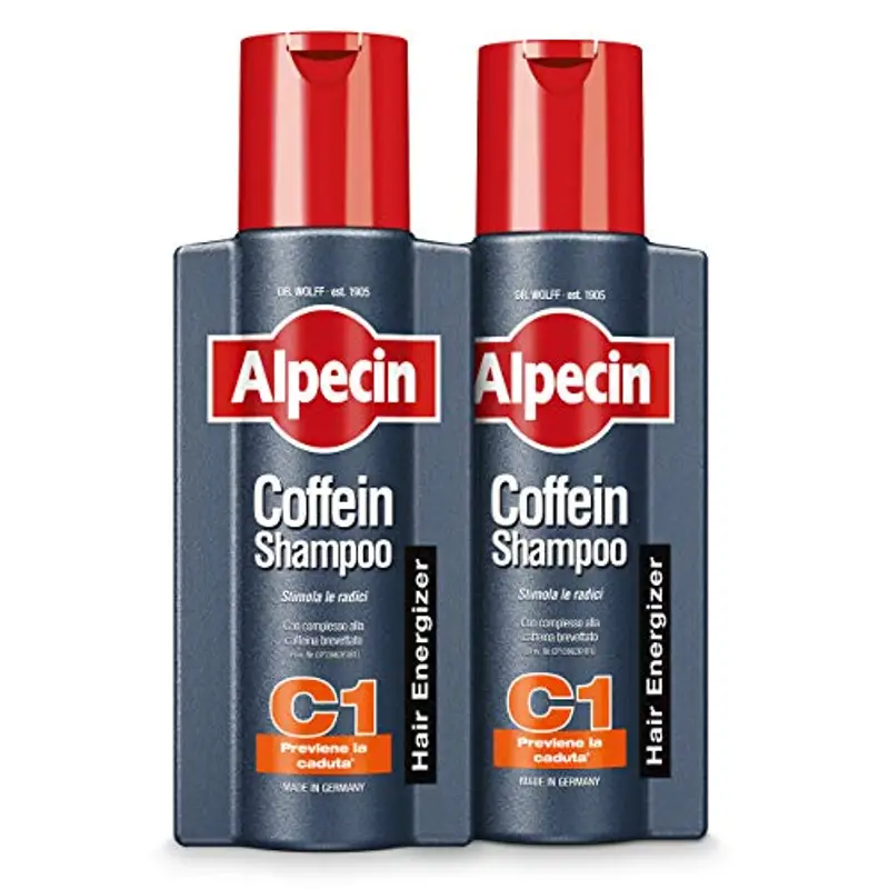Alpecin Caffeine Shampoo C1 2x250ml | Shampoo Anticaduta Efficace con Caffeina | Shampoo Rinforzante Uomo per Capelli