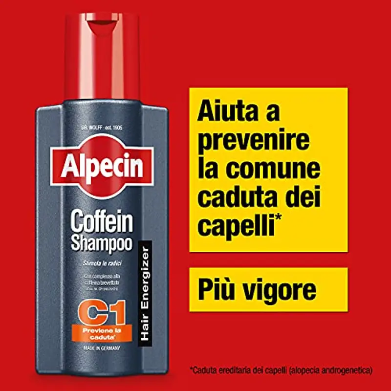Alpecin Caffeine Shampoo C1 2x250ml | Shampoo Anticaduta Efficace con Caffeina | Shampoo Rinforzante Uomo per Capelli miniatura 2