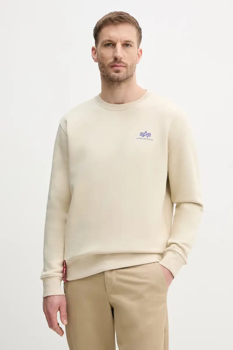 felpa Bluza Alpha Industries 188307 03 uomo colore nero 188307 Beige