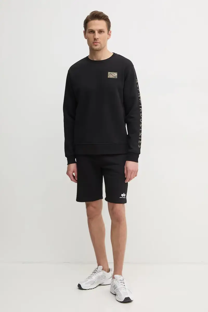 felpa Camo Sleeve Crewneck uomo colore nero con applicazione 156306 miniatura 2