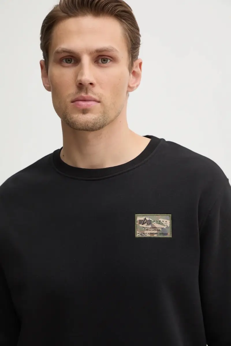 felpa Camo Sleeve Crewneck uomo colore nero con applicazione 156306 miniatura 4