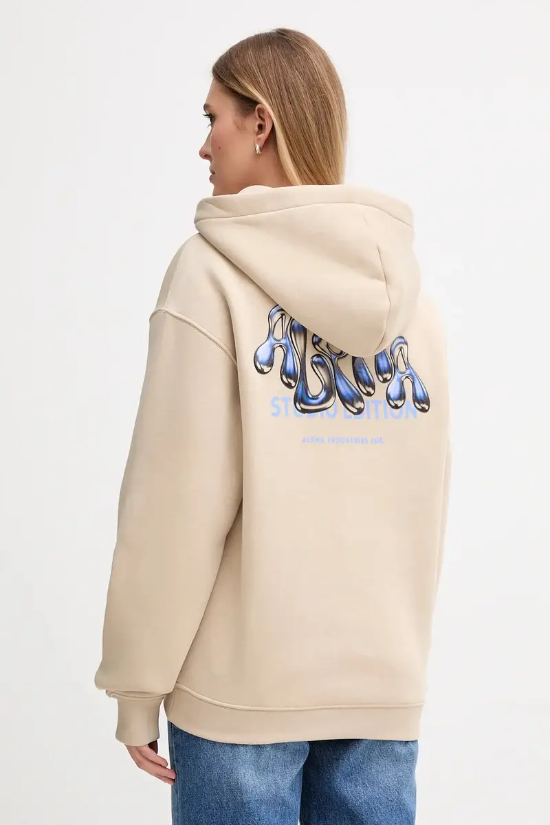 felpa donna colore beige con cappuccio 156042.627 miniatura 3